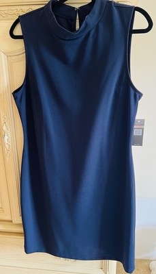 $99 NWT Sharagano Dress Navy Blue Sleeveless Sheath Size 12  Women