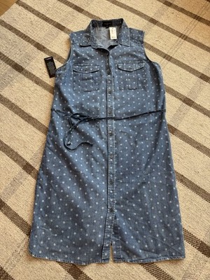 The Limited Denim Jean Sleeveless Tie Wait Dress Medium New Beach Resort  Knee | eBay
