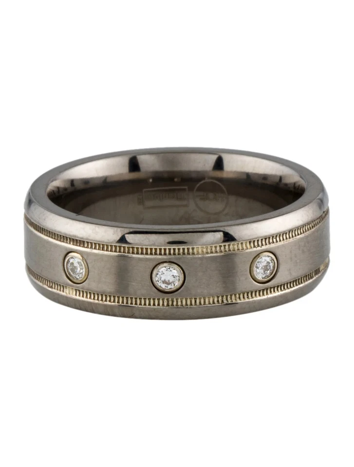 Hearts on Fire Sterling Silver & Titanium Diamond Milgrain Inlay Band Ring US 8 - Image 3 of 4