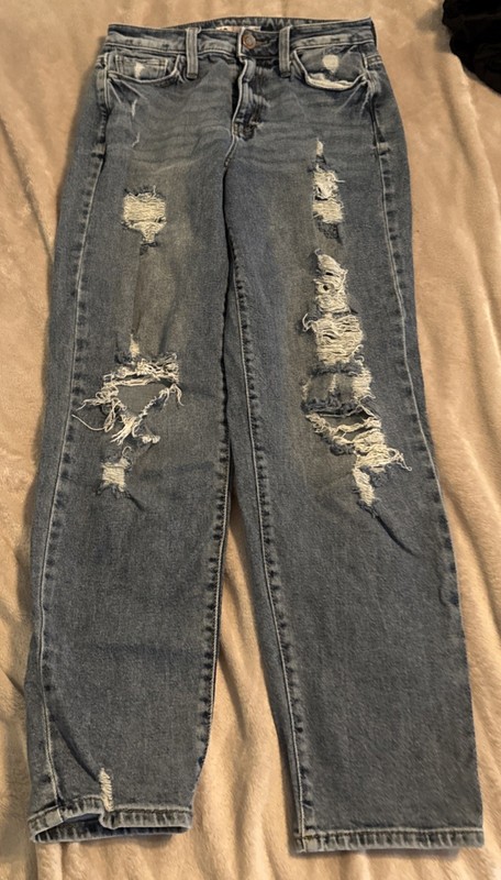 SO Goods For Life 1/25w High Rise Mom Jeans 1 Size Destroyed Jeans