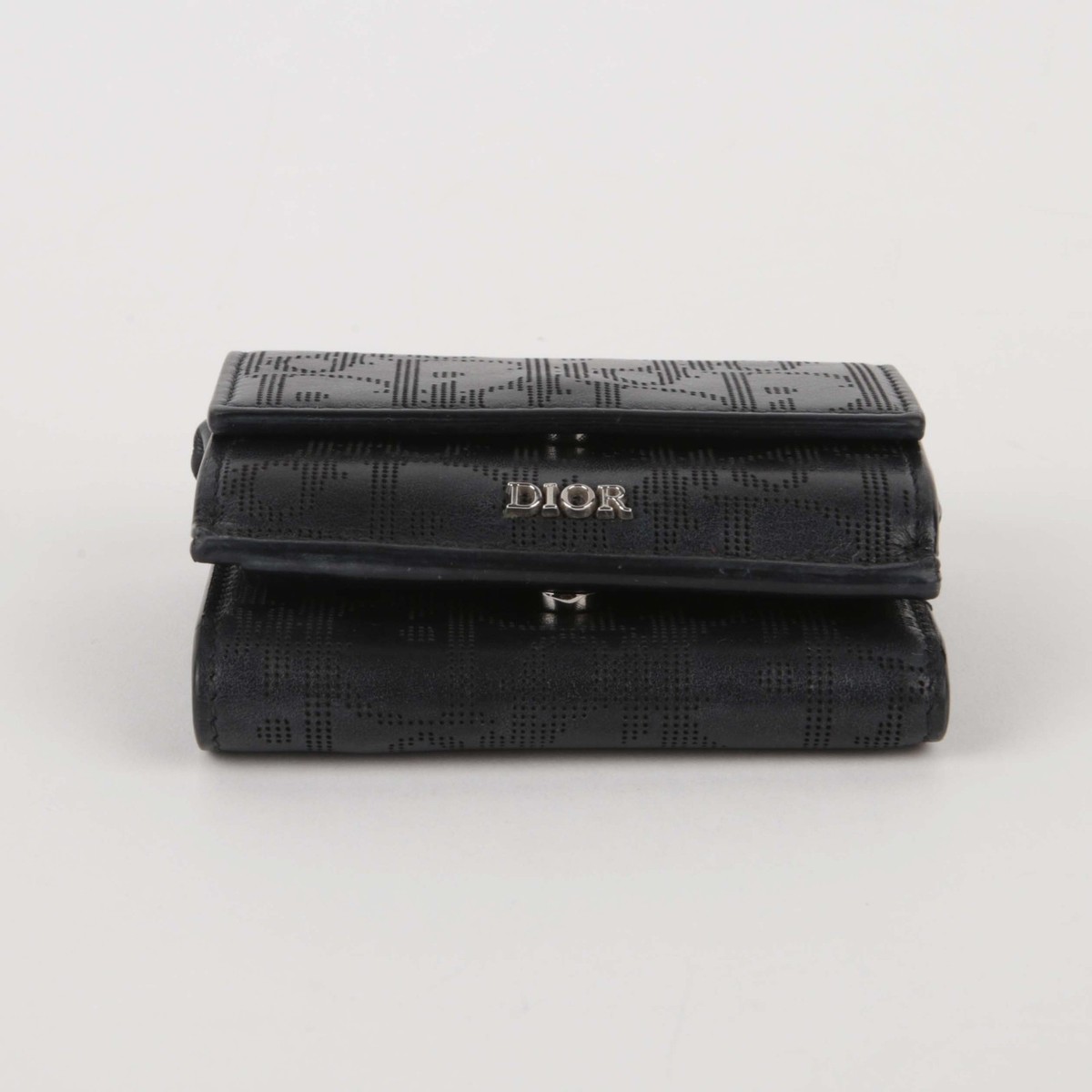 バッグ Dior wallet Dior Black Oblique Galaxy Leather Tri-Fold Wallet