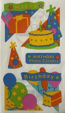 BIRTHDAY PHOTO CORNERS Stickers(5pc)Frances Meyer…Party…Celebration…Card Making…