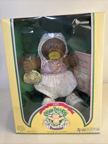 Cabbage Patch Kids Preemie 1985 March of Dimes African-American Girl NIB ￼