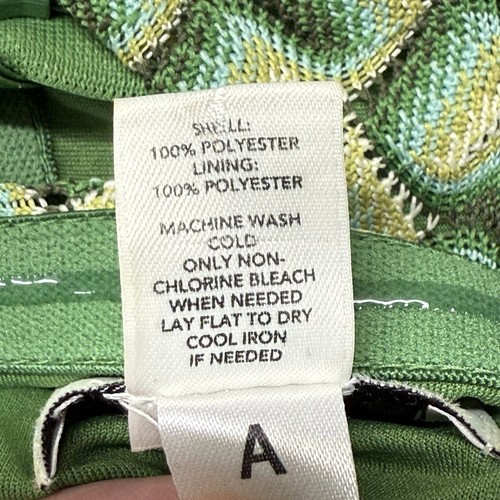 Ann Taylor Loft Sz 2 Women’s Green Chevron Zigzag Retro Sleeveless Halter Dress - Picture 9 of 9
