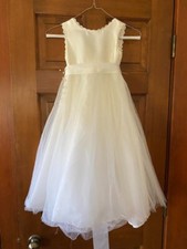 Girl's Layered Tulle Ivory Flower Girl's Dress S-4