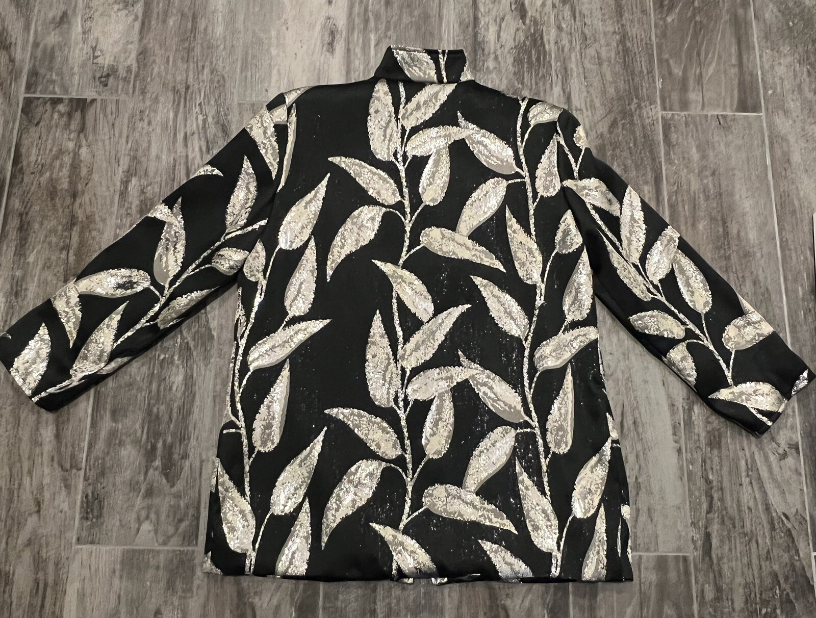 VTG PAINTED PONY USA Women’s Medium Open Blazer Jacket Black G Sparkle Leaf