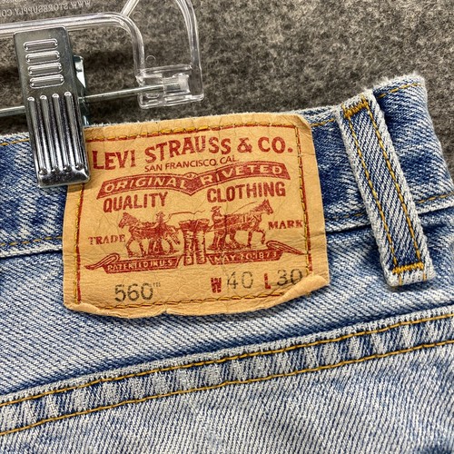 Levi's Jeans Men 40*30 Blue Denim Light Wash High Rise 560 Straight Comfort Fit - Picture 8 of 10