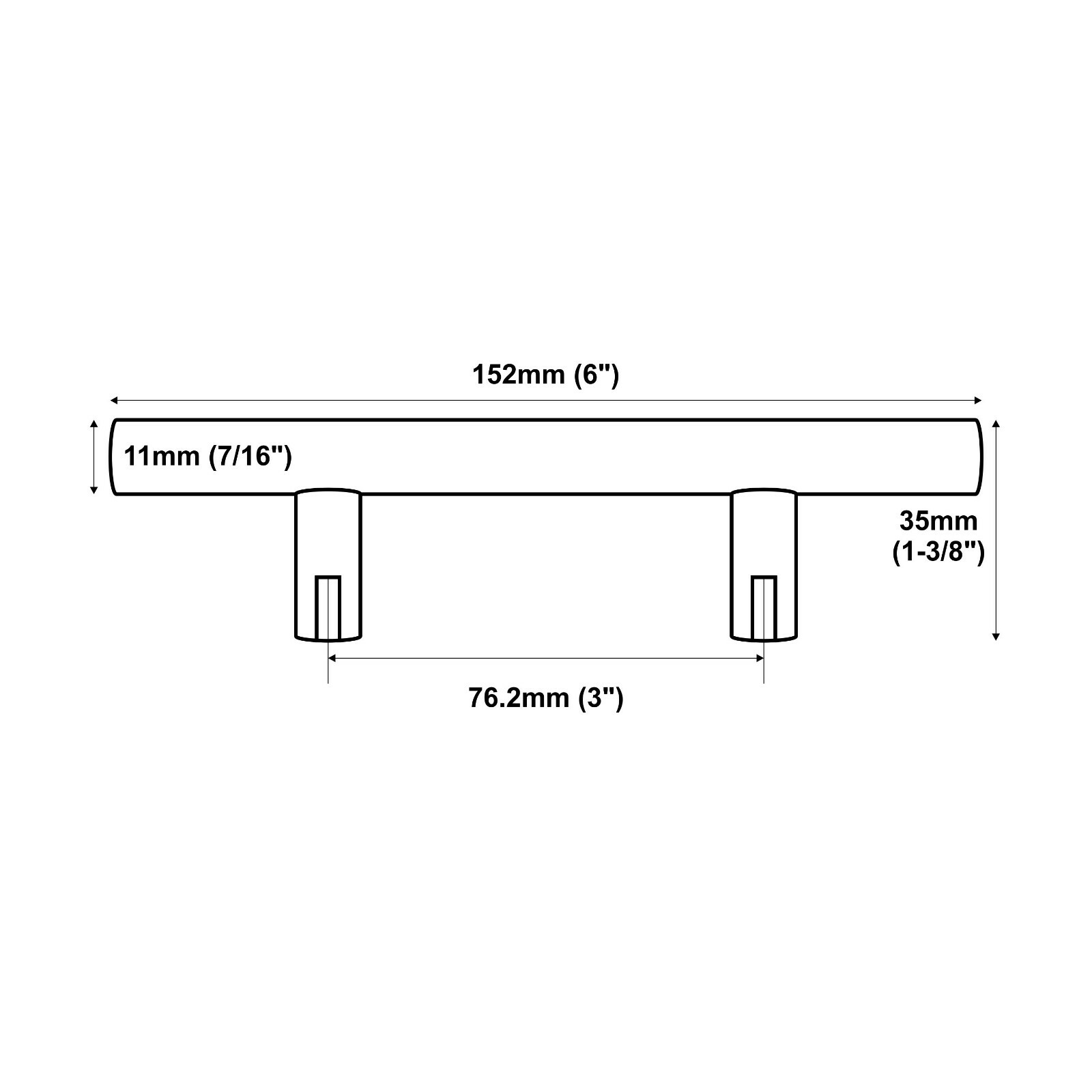 10 ROK 3" Brushed Nickel Kitchen Cabinet Drawer T Bar Pull Handle Pull 6" Length