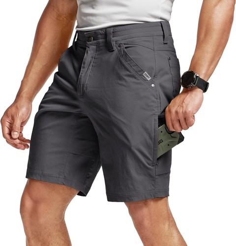 Men's Quick Dry Stretch Utility Shorts Lightweight Hiking Golf Cargo with Zipper