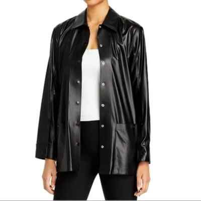 $495 THEORY women's black faux leather Paper shirt mini dress sz S | eBay $495 THEORY women's black faux leather Paper shirt mini dress sz S | eBay