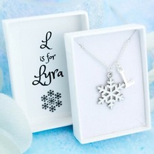 Snowflake Necklace, Personalised Gift, Children's Jewellery, Kids Snow Gifts