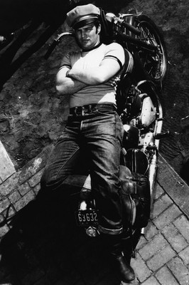 The Wild One Marlon Brando posing on Triumph Motorcycle Biker 24x36
