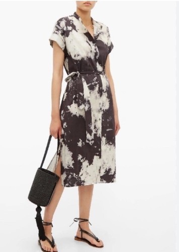 Sea New York Ione Tie-dye cotton blend Shirtdress in black & white 4 - Picture 4 of 6