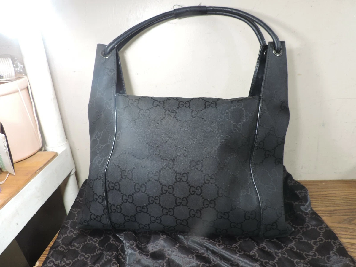 Gucci Black Suede Monogram Hobo Shoulder Bag