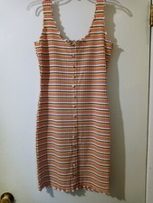Derek Heart Juniors Multicolor Stripes Sleeveless Lettuce Edge Dress M 121