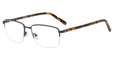 Fila VFl261 0477 Blue Metal Semi Rim Square Optical Eyeglasses Frame 55-18-145