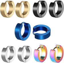 1Pairs Stainless Steel Hoop Earrings Piercings Huggie for Men Women Punk Jewelry