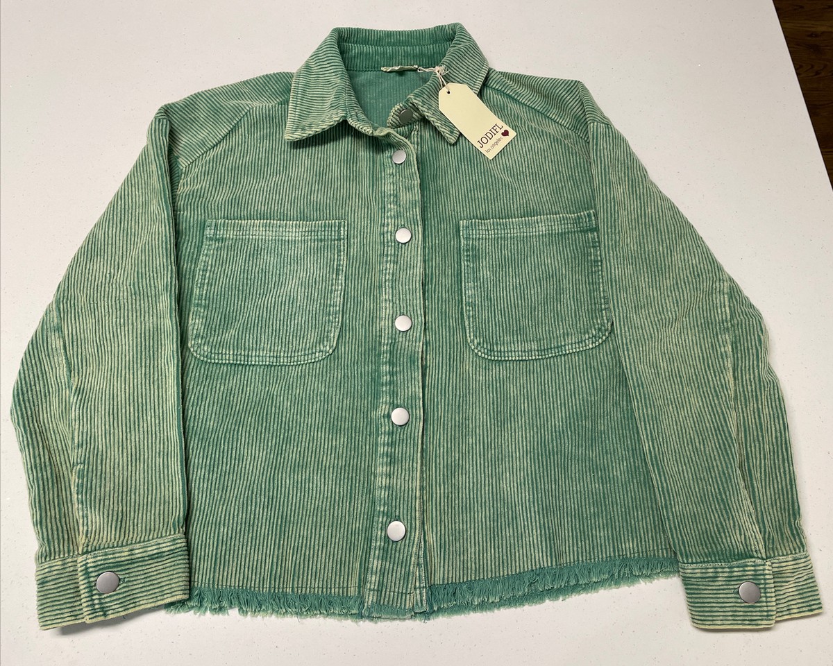Jodifl Womens S Jacket Corduroy Light Green Frayed Hem - NWT | eBay