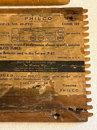 Vintage Philco Radio Model No. 42-PT87 Wooden Back Panel & Antenna Base Parts - Picture 5 of 13