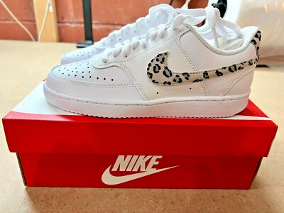 Women's Nike Court Vision Low Shoes White Leopard Print DD9665-100 | eBay