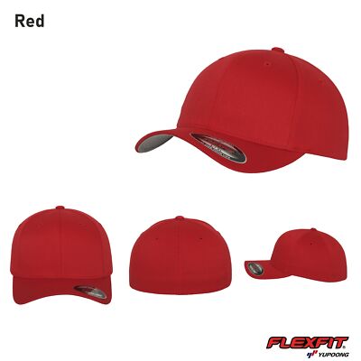 FLEXFIT  Original Wooly Combed  Baseball Cap / Mütze / Kappe Red