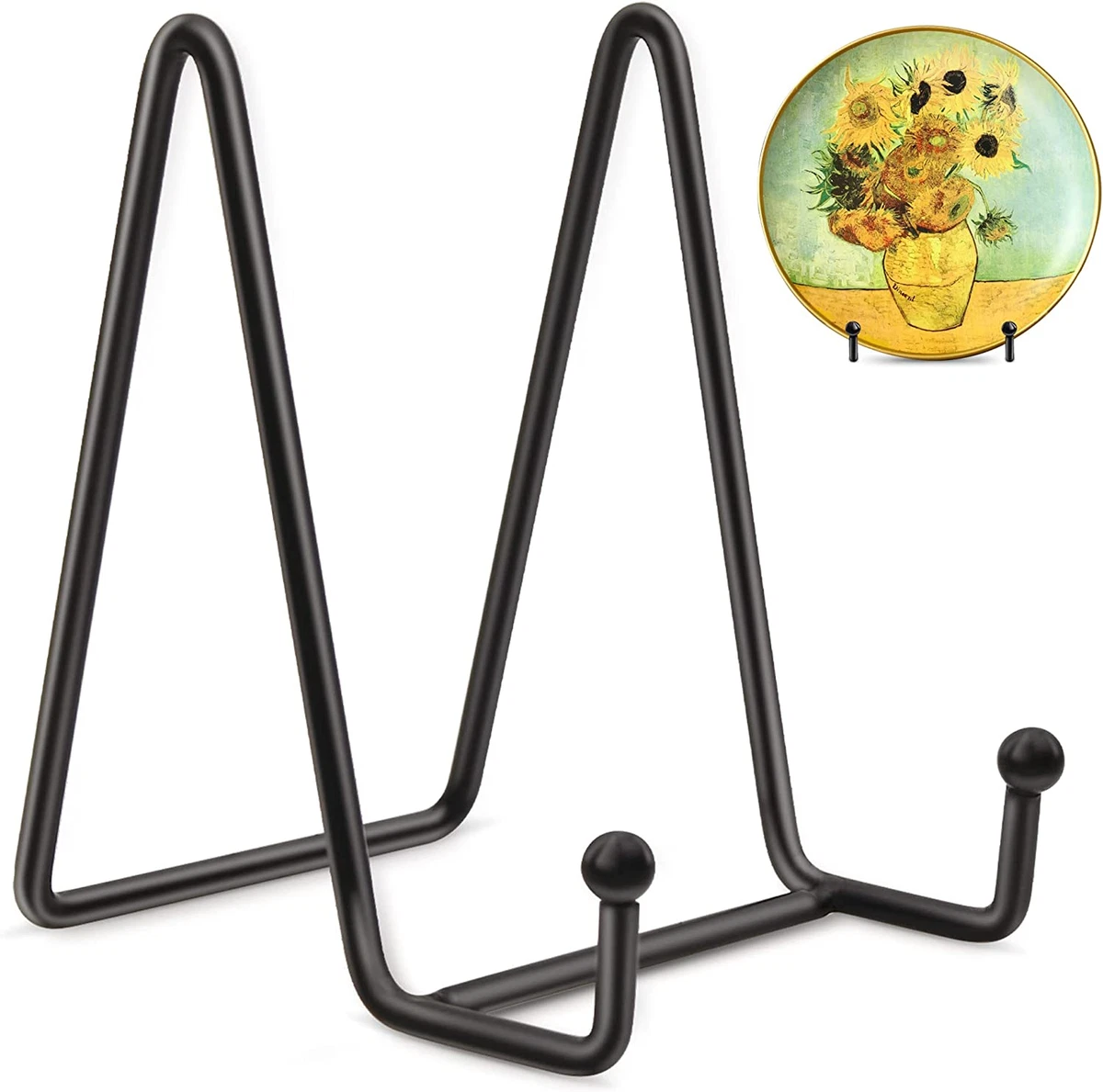 Mocoosy 2 Pack 4 Inch Plate Stands for Display - Black Iron Easel