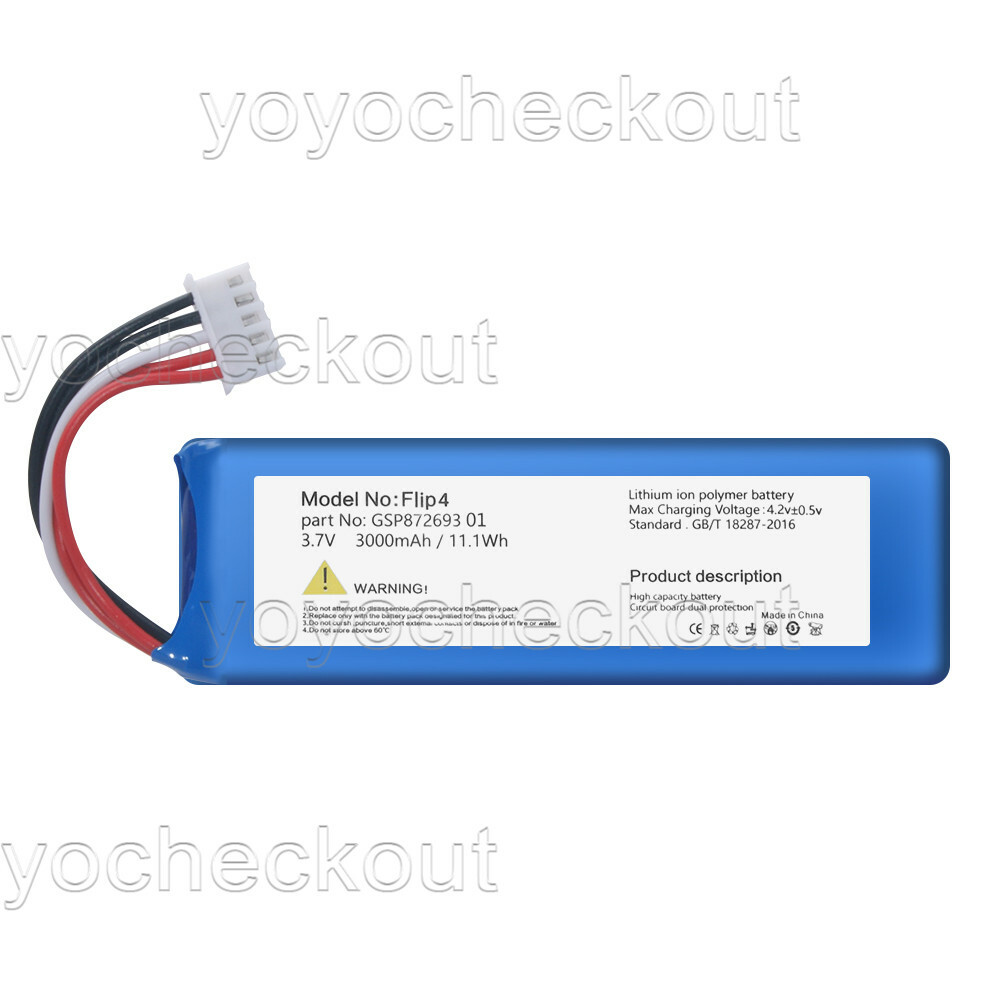 Great Power 3000mAh Battery for JBL Flip 4 Speaker GSP87269301 - Rechargeable Li-Po with 1 Year Warranty