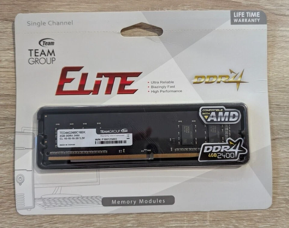 Team Group Elite TED44G2400C16BK 4GB DDR4 2400MHz Desktop RAM – Reliable Perform - Image 2 of 3