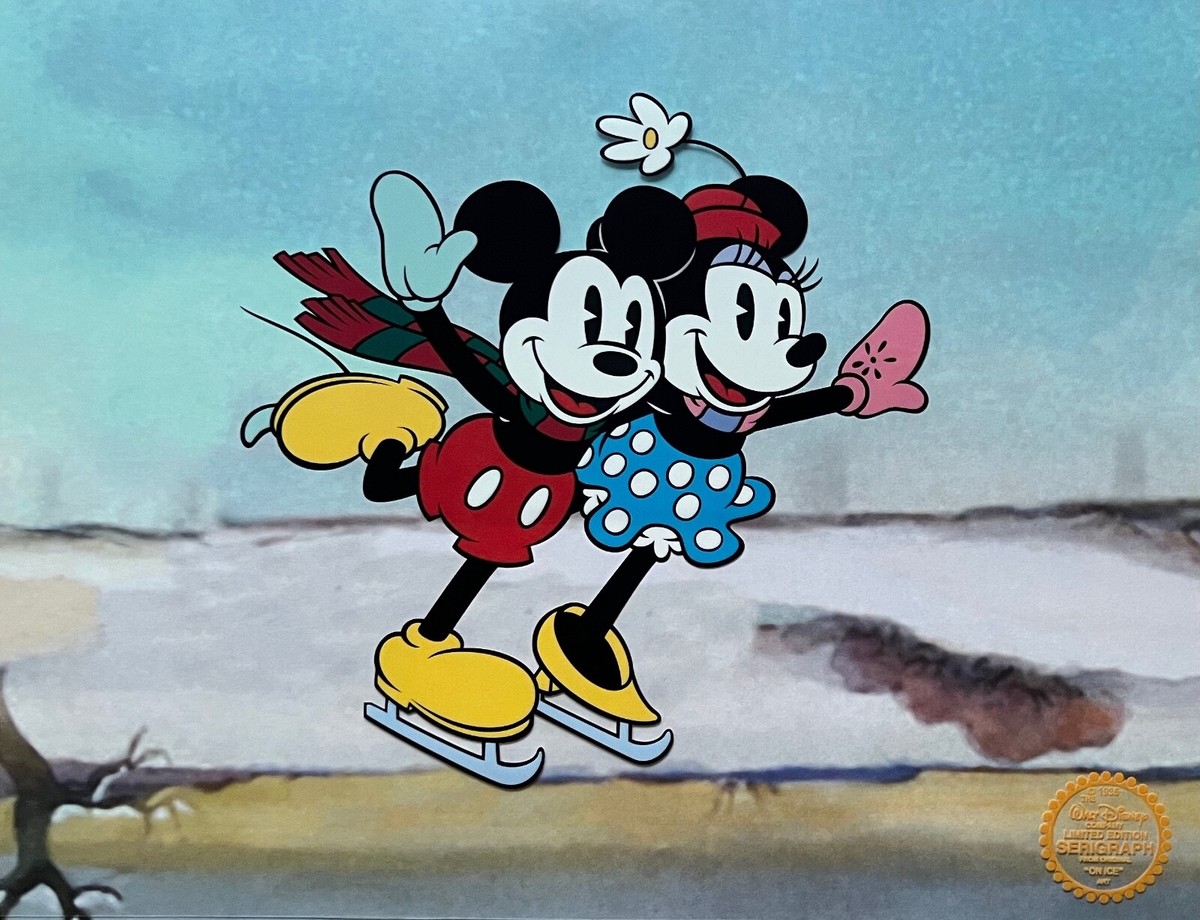 DISNEY MICKEY & MINNIE MOUSE ON ICE Sericel Animation Art Cel ICE