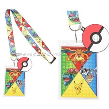 2016 Pokemon GO Starters Character ID Park Pin Lanyard W/ Rubber Poke Ball Charm