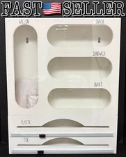 6 in 1 Kitchen Drawer Organizer Ziplock Bags, Tin Foil, Plastic Wrap with Cutter