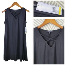 New Relatively Dress size Medium Casual stretch Black Strappy Front LBD NWT