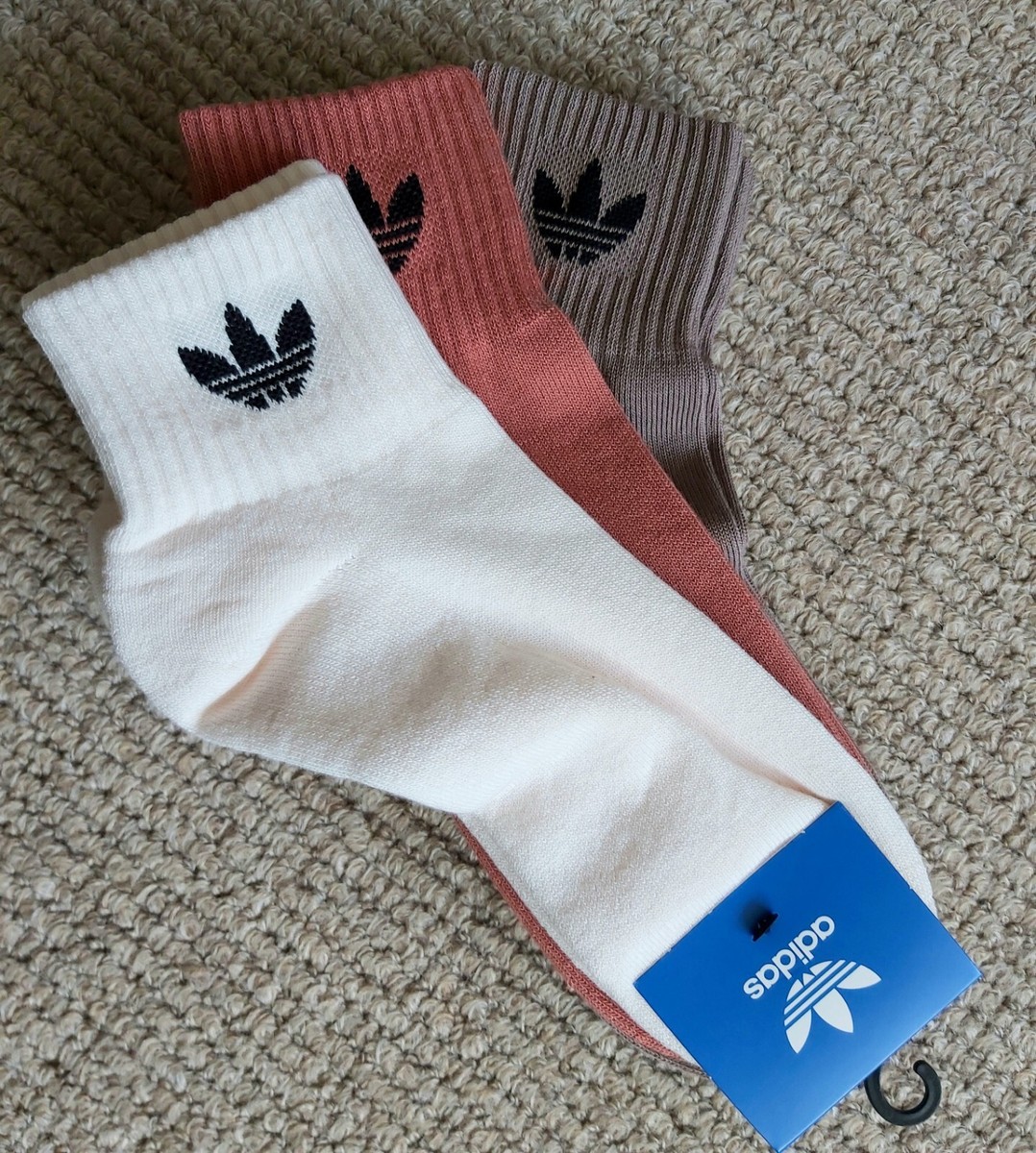 x ADIDAS Mid Ankle Cushioned Trainer Sports SOCKS Clay Beige