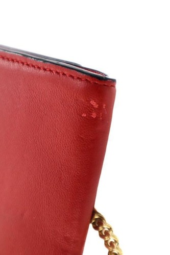 Chloe Chain Shoulder Bag Clutch Bag Diagonal Leather Red Used - Picture 9 of 10