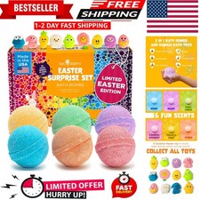 Easter Bath Bombs for Kids with Surprise Toys Inside 6 Pack - Kids Easter Bas...