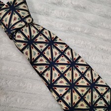 Ferracci mens 100% silk made in the USA window pane 64" x 3.5" Business Casual