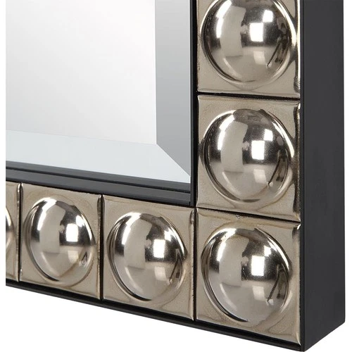 Uttermost 09944 Silvio Wall Mirror Antiqued Silver-Champagne and Black - Picture 4 of 6