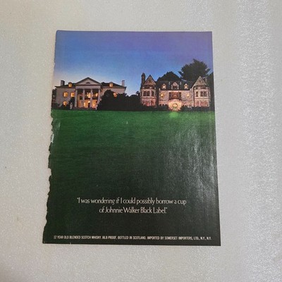Vintage Print Ad Johnnie Walker Black Label Scotch Whiskey castle 8x10.5 1979