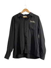 WACKO MARIA Long Sleeve Shirt, Size L, Rayon, Black
