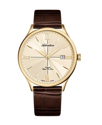 ADRIATICA Men Automatic Casual Watch Classic Dress Gold color Dial Waterproof Sw