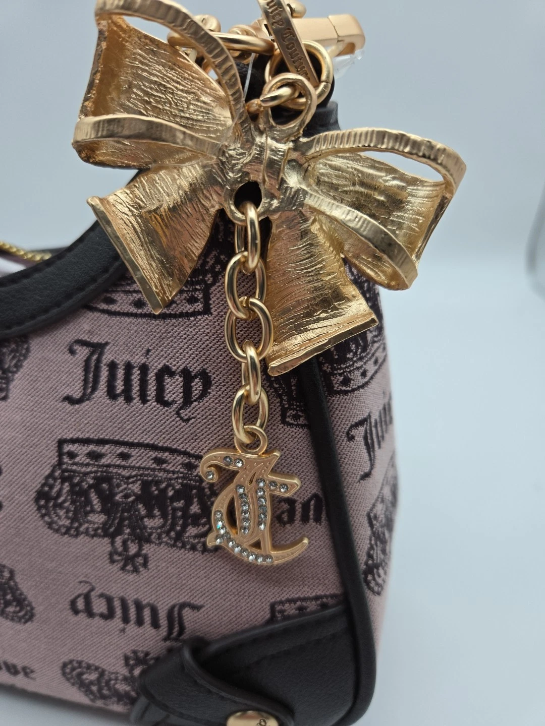 Borsa a tracolla JUICY COUTURE vintage couture nuova con etichetta rosa diamanti cristalli charms