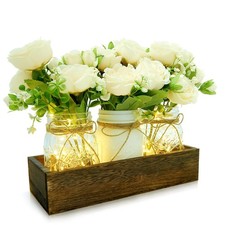 3 Pcs Mason Jars Lights Fall Table Centerpieces