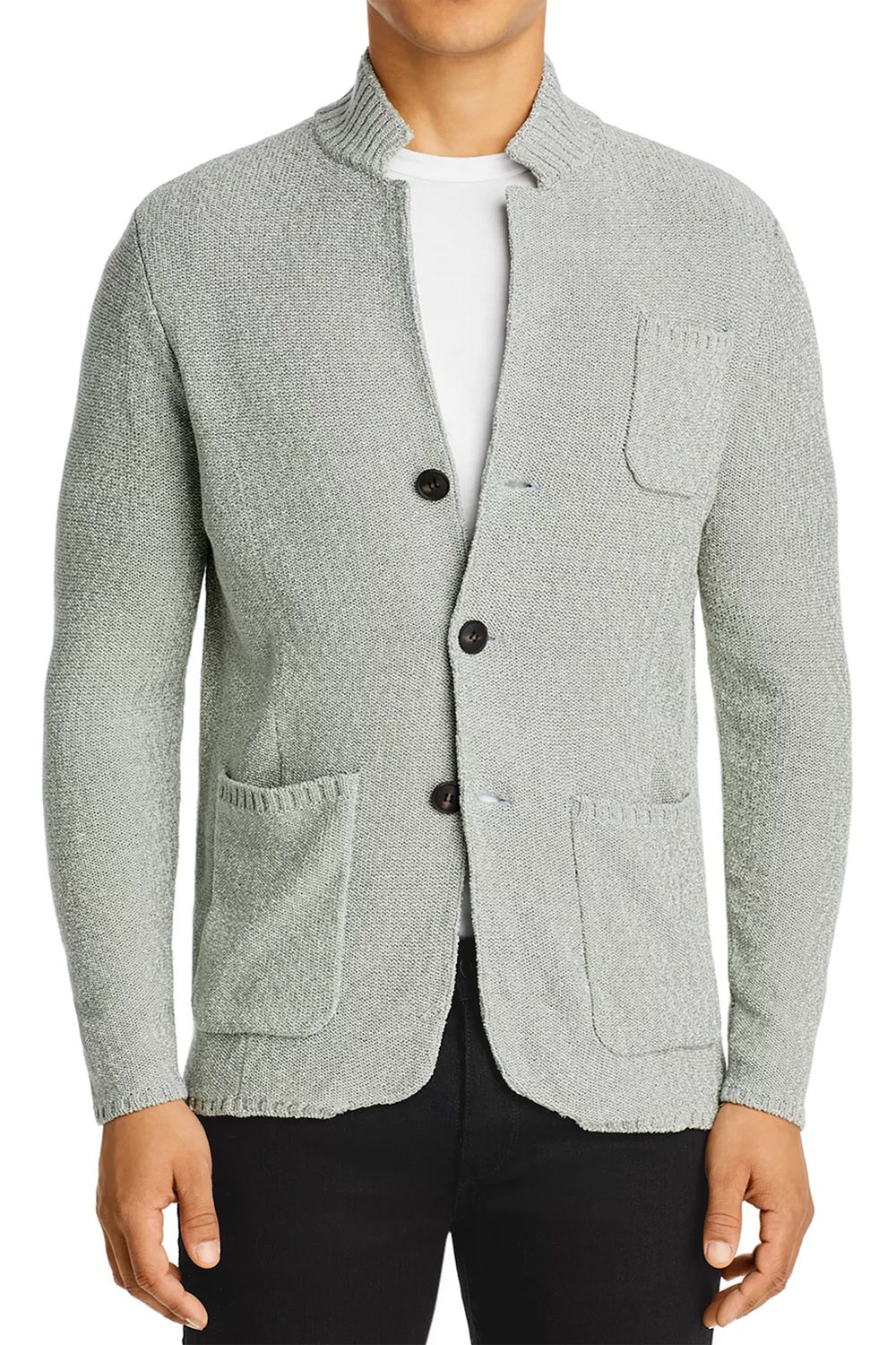 В мужском магазине Regular Fit представлен меланжевый вязаный кардиган-жакет среднего размера, зеленый/Белый