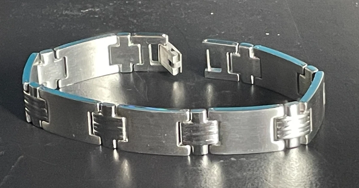 Gioielli in metallo pesante Quad Color Argento Blu Grigio Nero 3/4 pollici Wide Double Link Gioielli in metallo pesante Quad Color Argento Blu Grigio Nero 3/4 pollici Wide Double Link