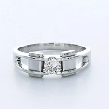 Single Stone Mens Ring Platinum Channel Set 0.50 CT Round Natural Diamond F SI1