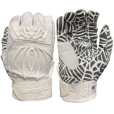 Spiderz Youth Hybrid Baseball Batting Gloves - Whiteout - Youth Large
