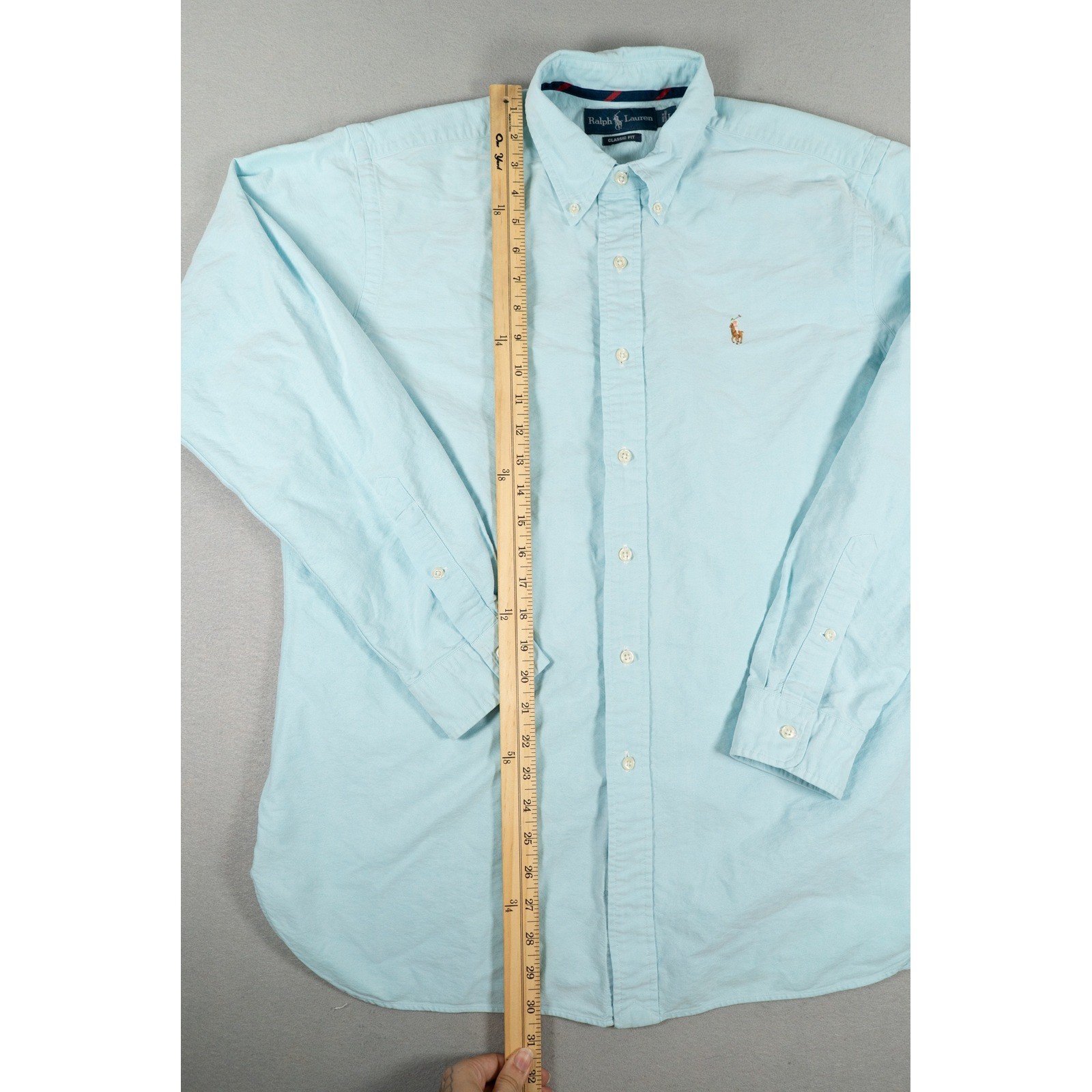 Ralph Lauren Mens Shirt Classic Fit Oxford Button Down Light Blue Large Preppy image 8