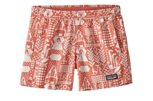 NEW Patagonia Girls Medium Baggie Shorts Orange Bear Oil West Fish Summer Camp - Picture 4 of 6