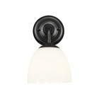 Golden Dorinda 1-Light Wall Sconce, Matte Black/Opal Glass - 6954-1WBLK-OP