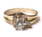 14k yellow gold round .63ct Natural Diamond engagement ring wedding band wrap — photo 2
